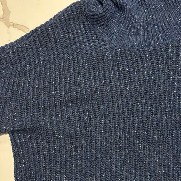 a.n.a Women’s Navy Blue Cowl Neck Turtleneck Knit Speckled Sweater Small - Picture 4 of 15